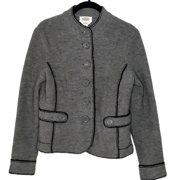 Talbots Wool Jacket Ladies Size Medium Gray 100% Merino Wool 6 Button Front - Picture 1 of 9